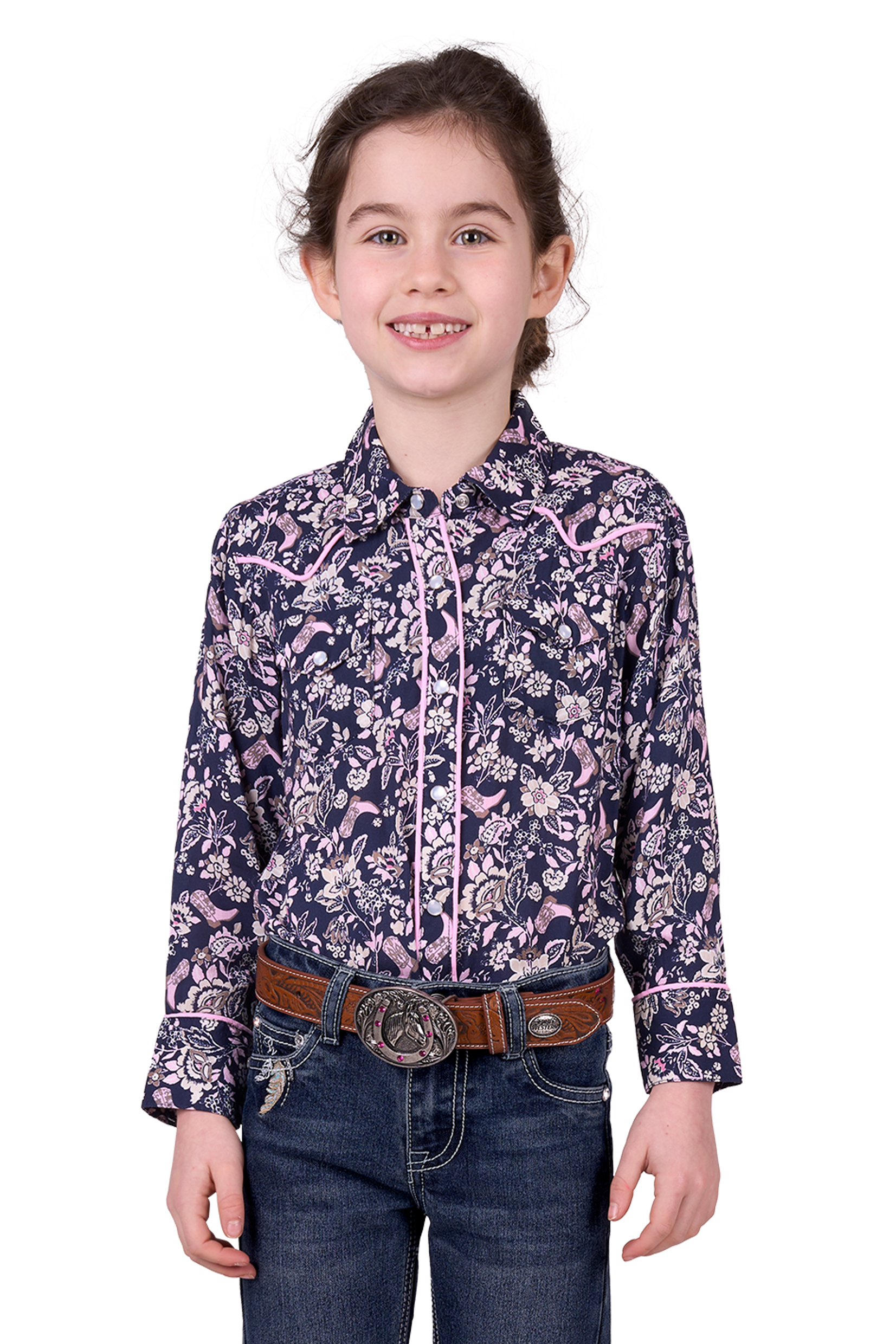 Girl’s Hannah Print Western Long Sleeve Shirt