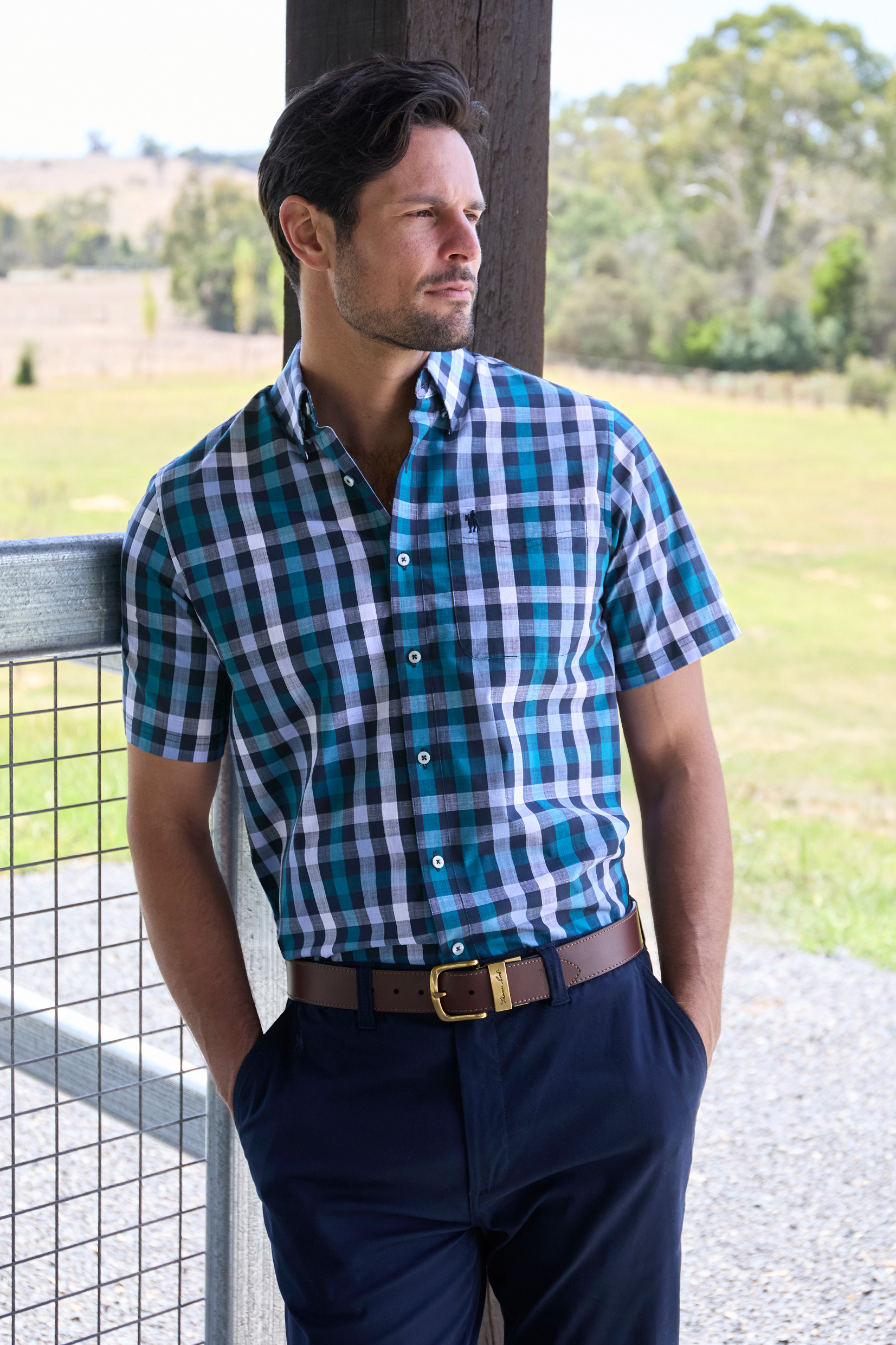 Men’s John Check 1 Pocket Short Sleeve Shirt
