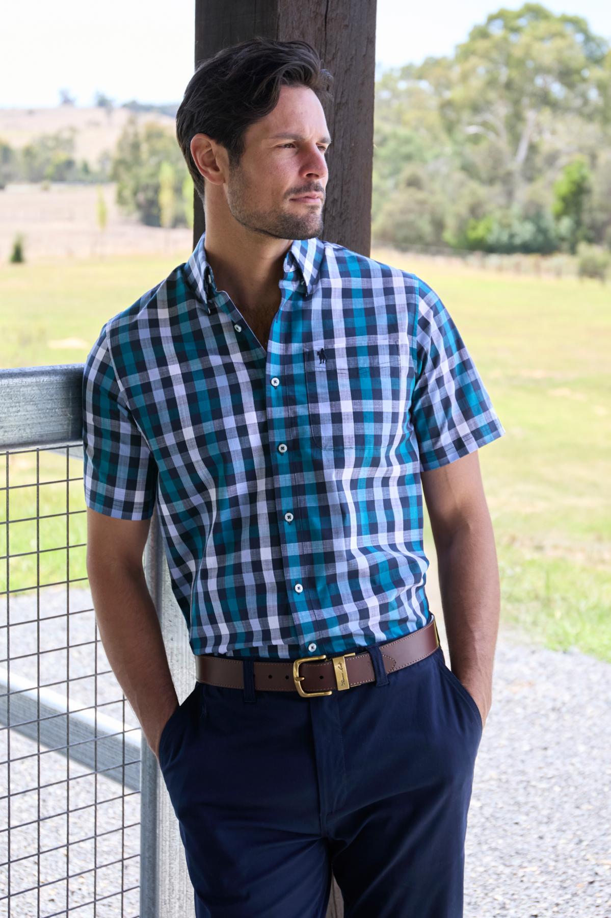 Men’s John Check 1 Pocket Short Sleeve Shirt