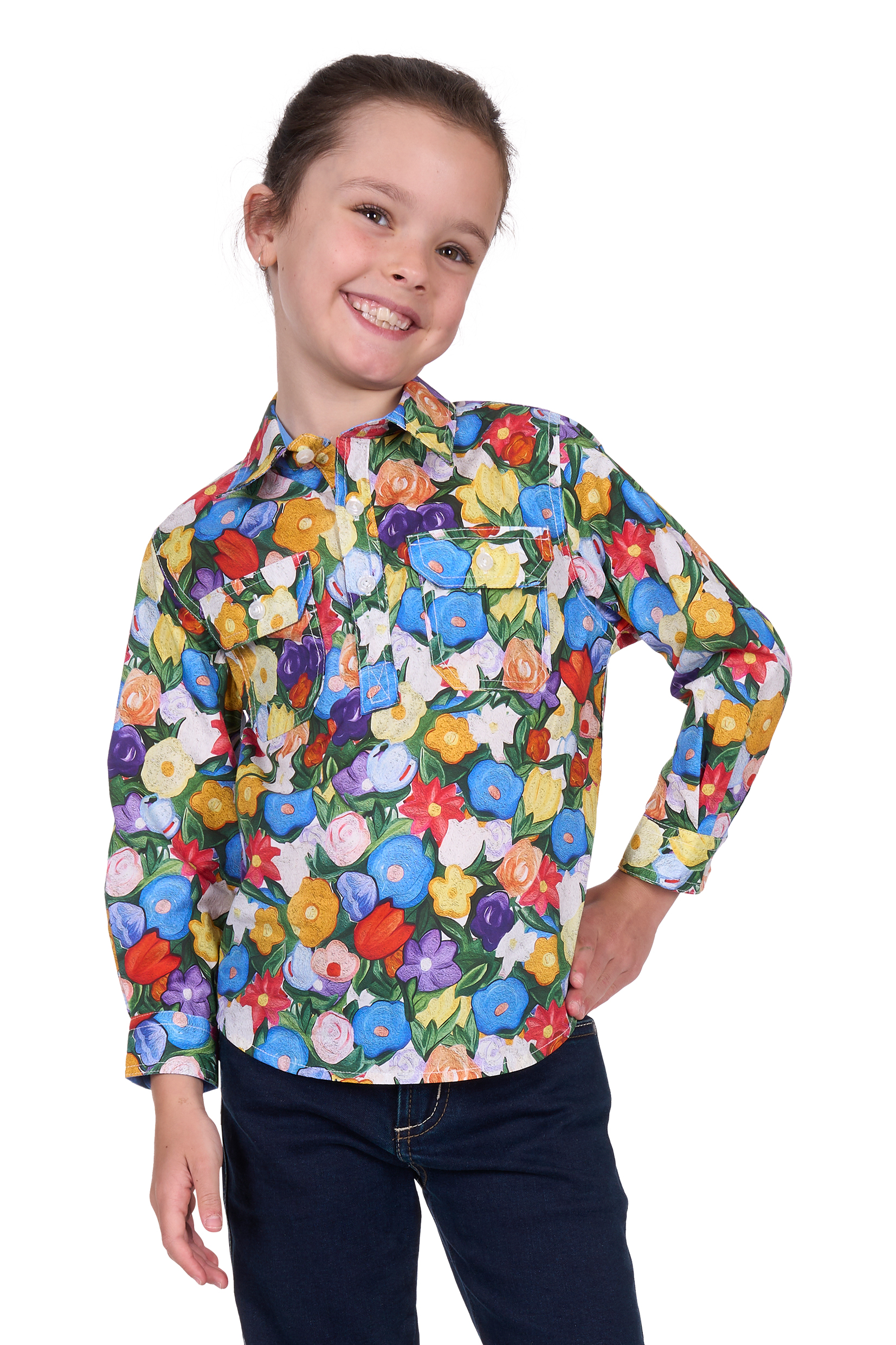 Kid’s Deliahalf Placketlong Sleeve Shirt
