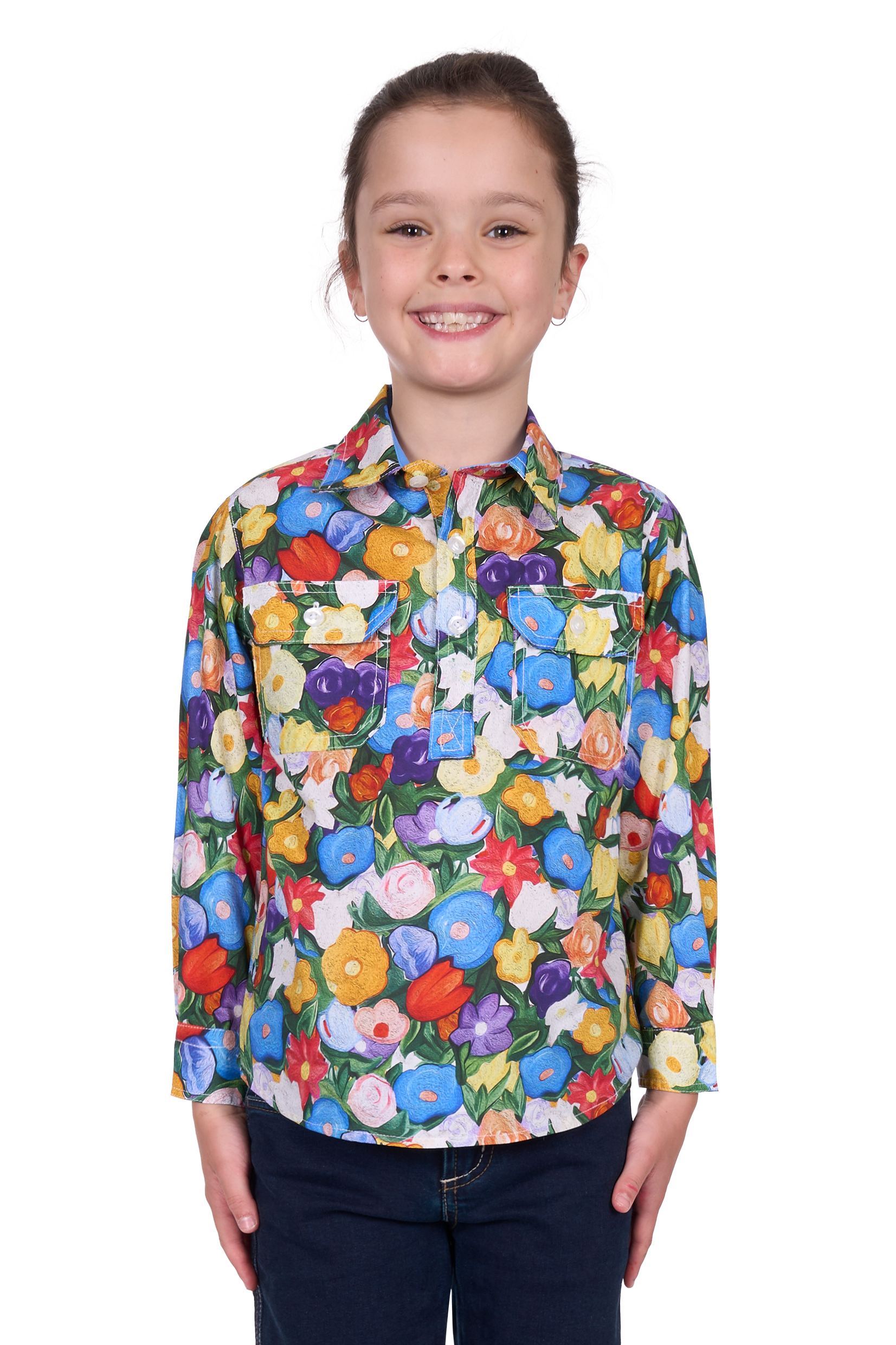 Kid’s Deliahalf Placketlong Sleeve Shirt