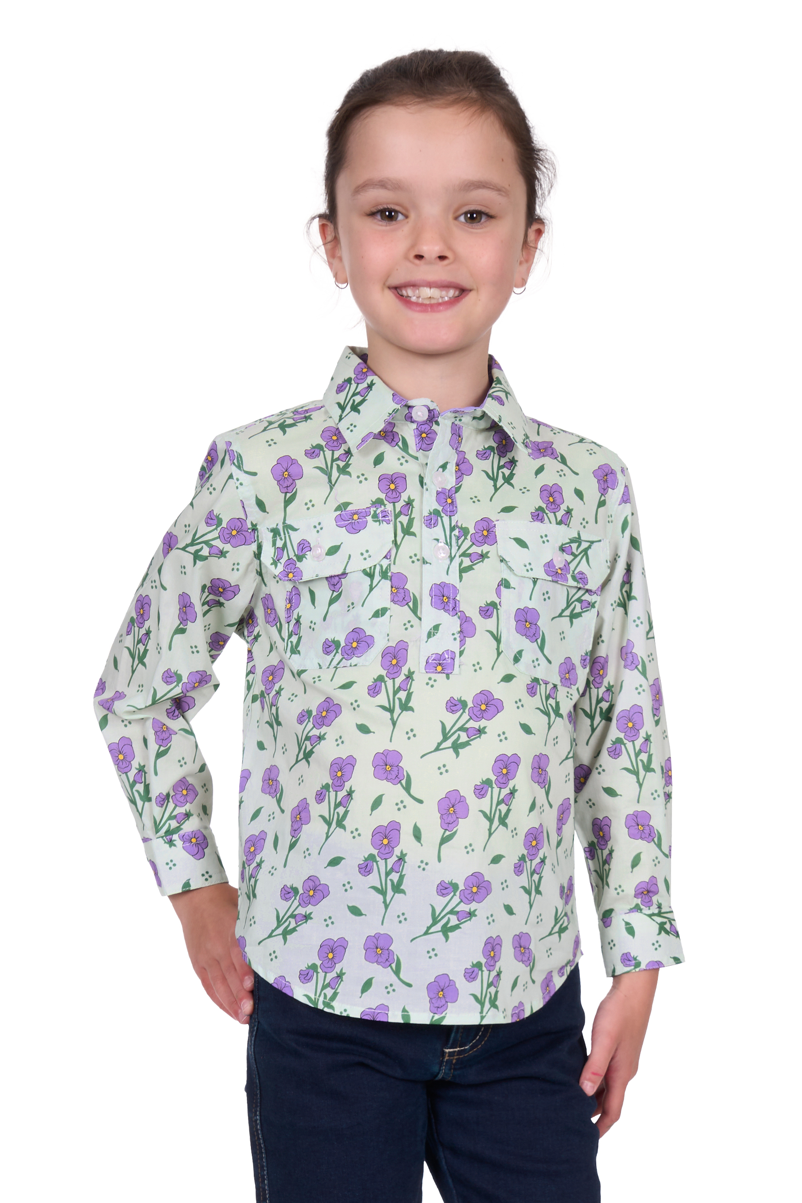Kid’s Lynnhalf Placketlong Sleeve Shirt