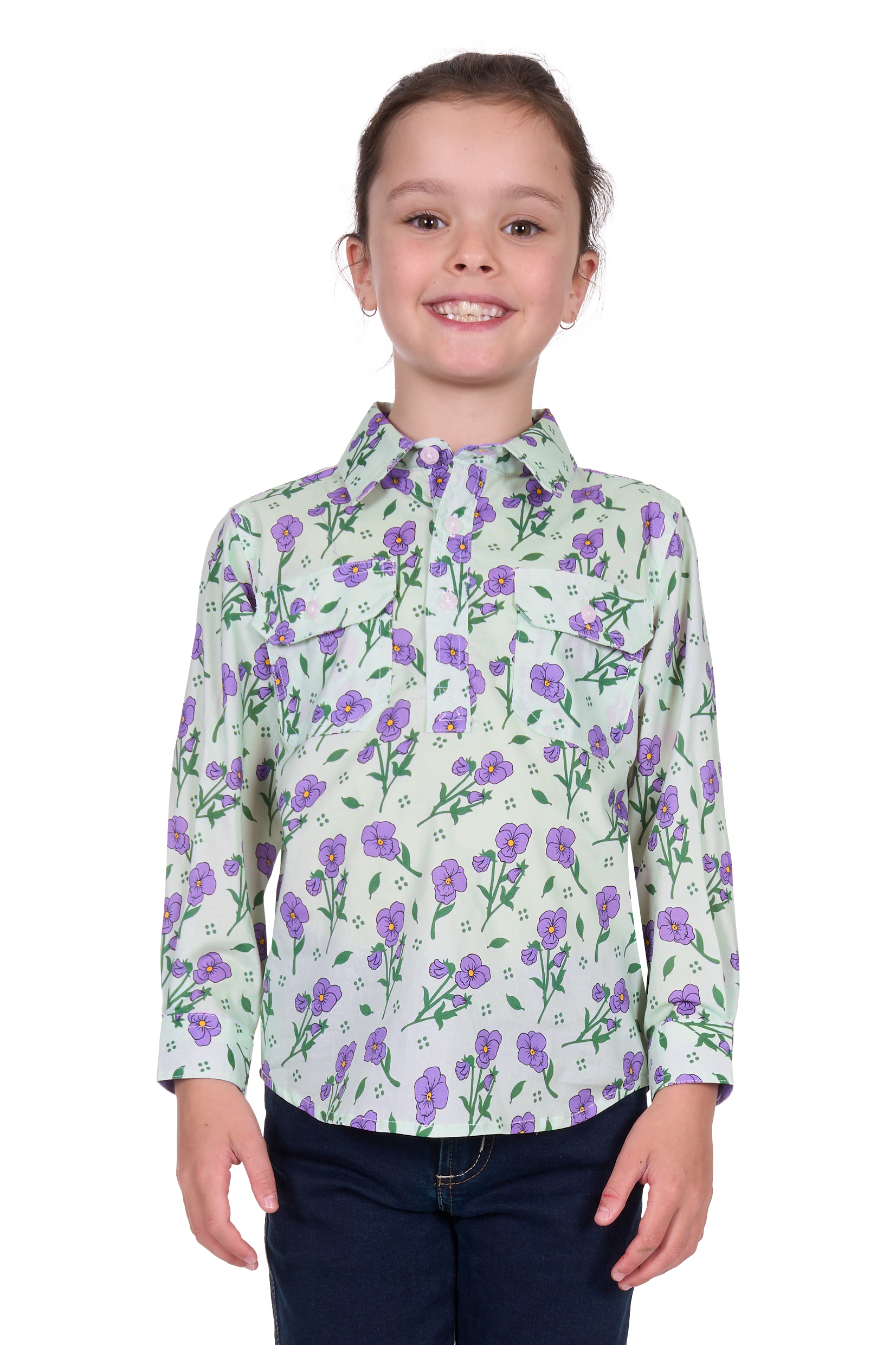 Kid’s Lynnhalf Placketlong Sleeve Shirt