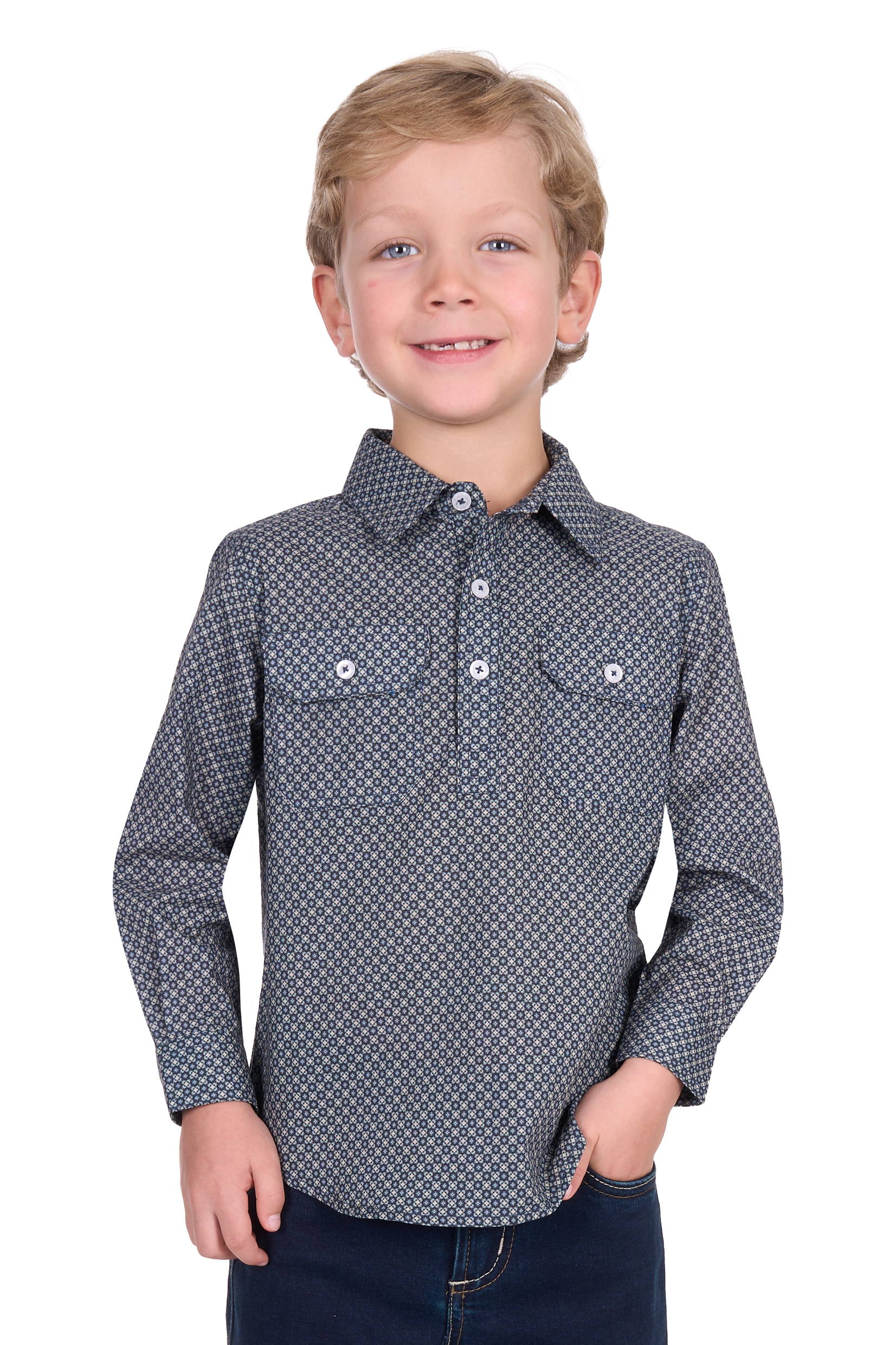 Kid's Tomsonhalf Placketlong Sleeve Shirt
