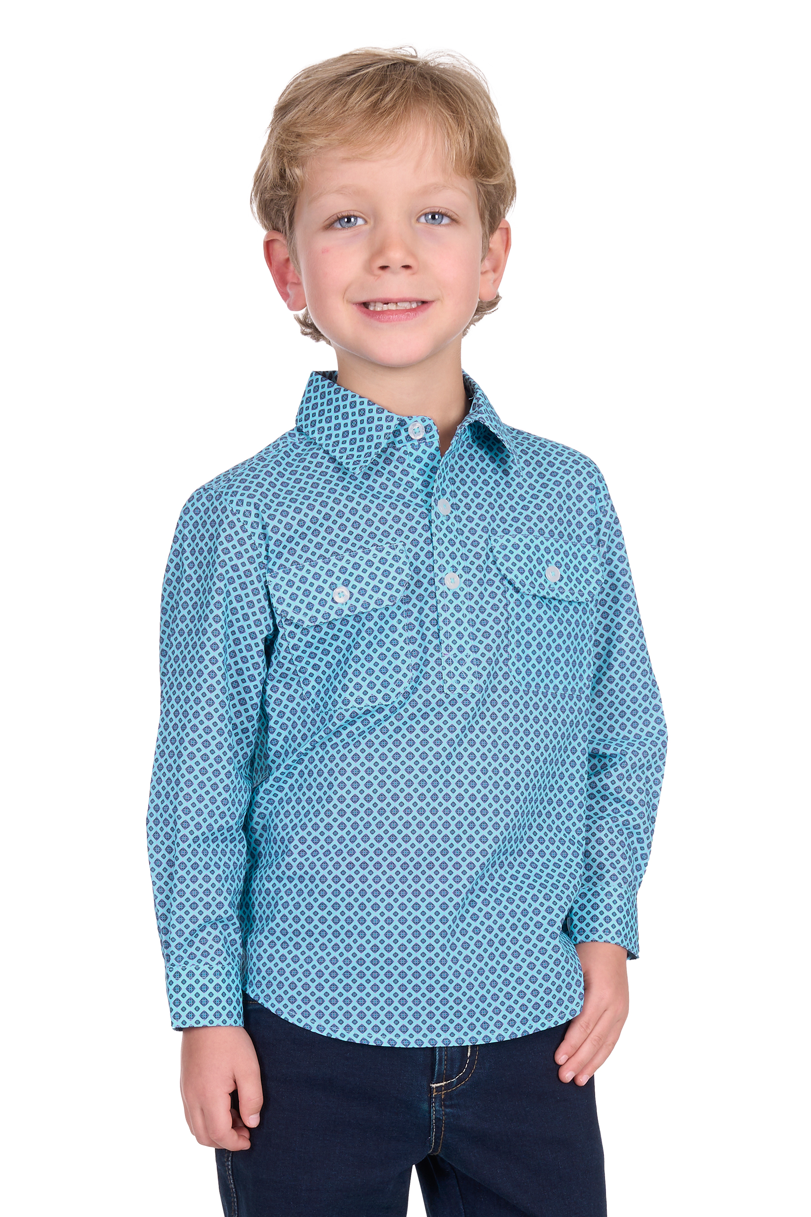 Kid's Lygonhalf Placketlong Sleeve Shirt