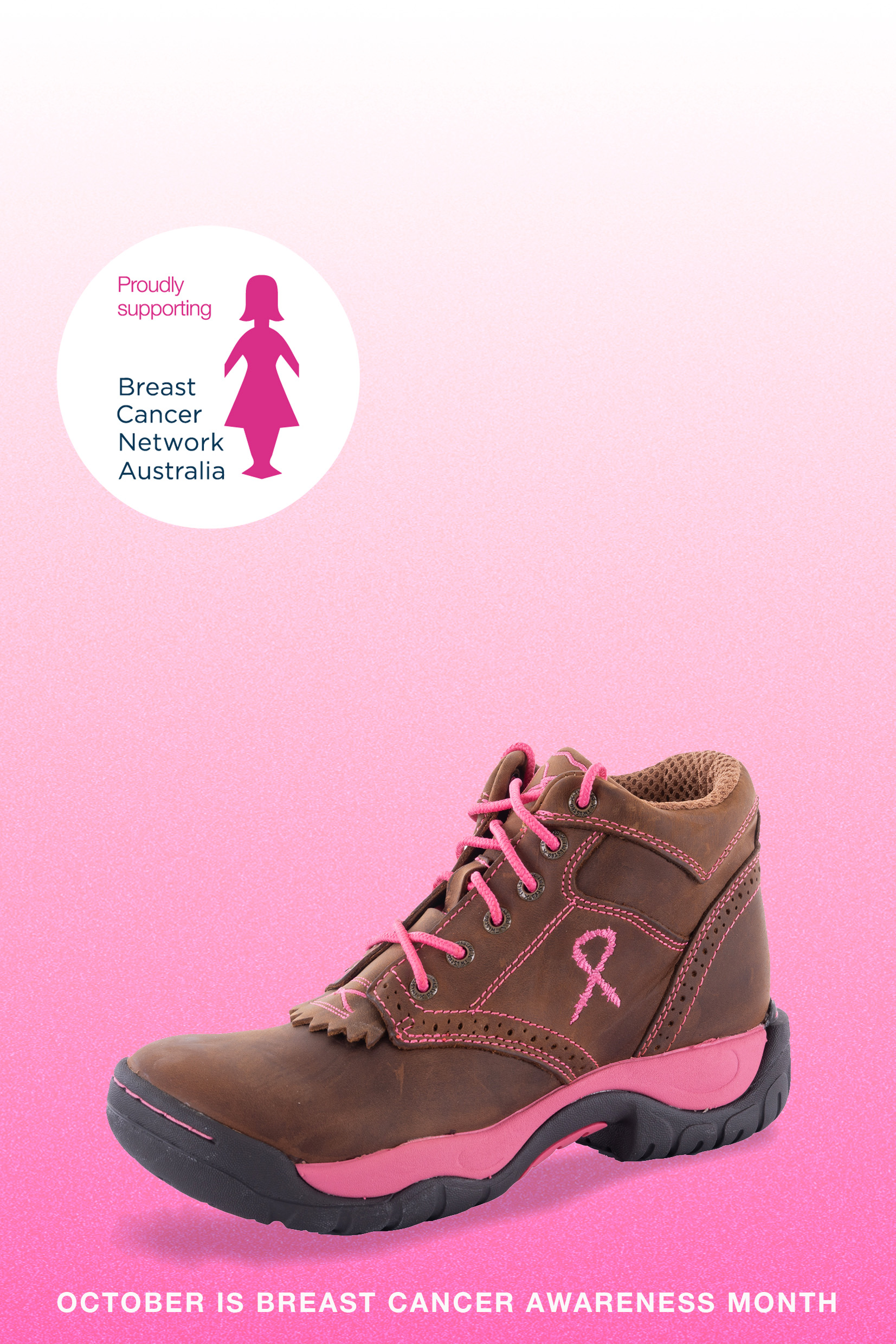 Womens Pink Ribbon All Around Lace Up