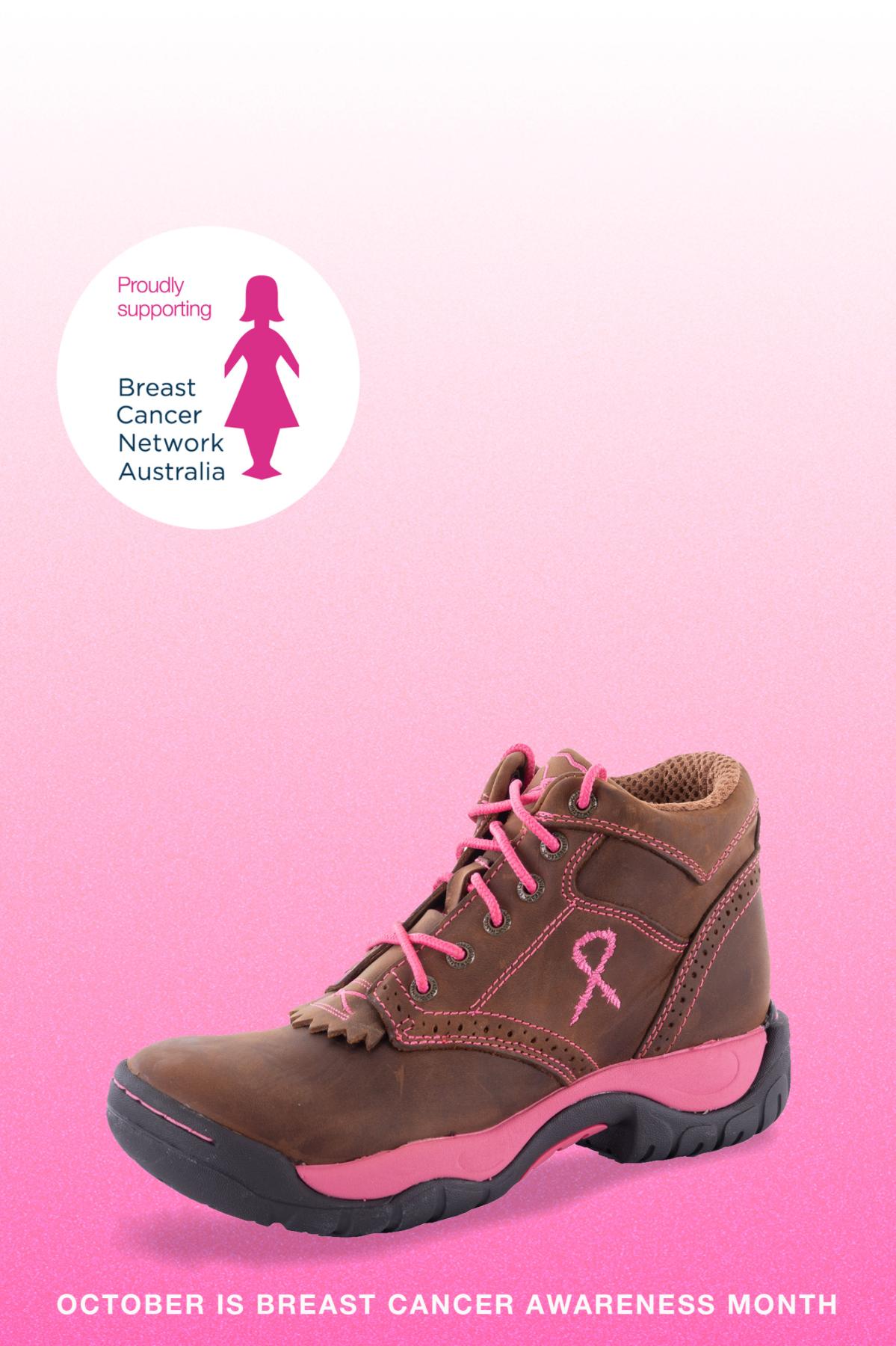 Womens Pink Ribbon All Around Lace Up