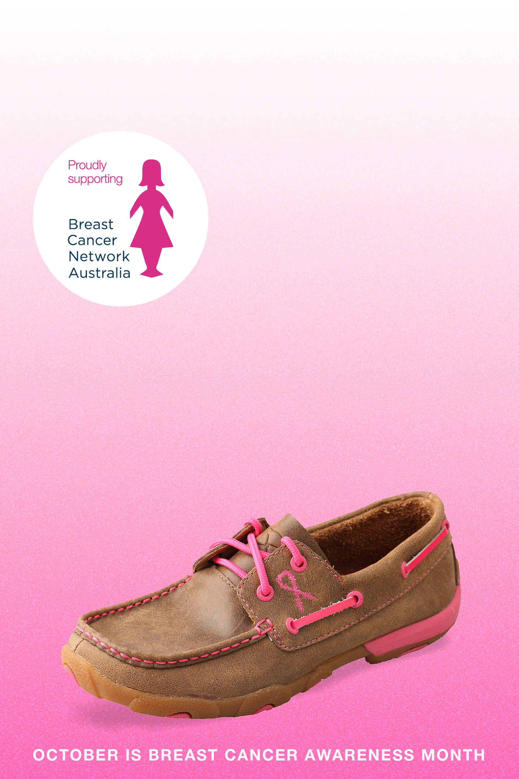Womens Pink Ribbon Mocs Lace Up