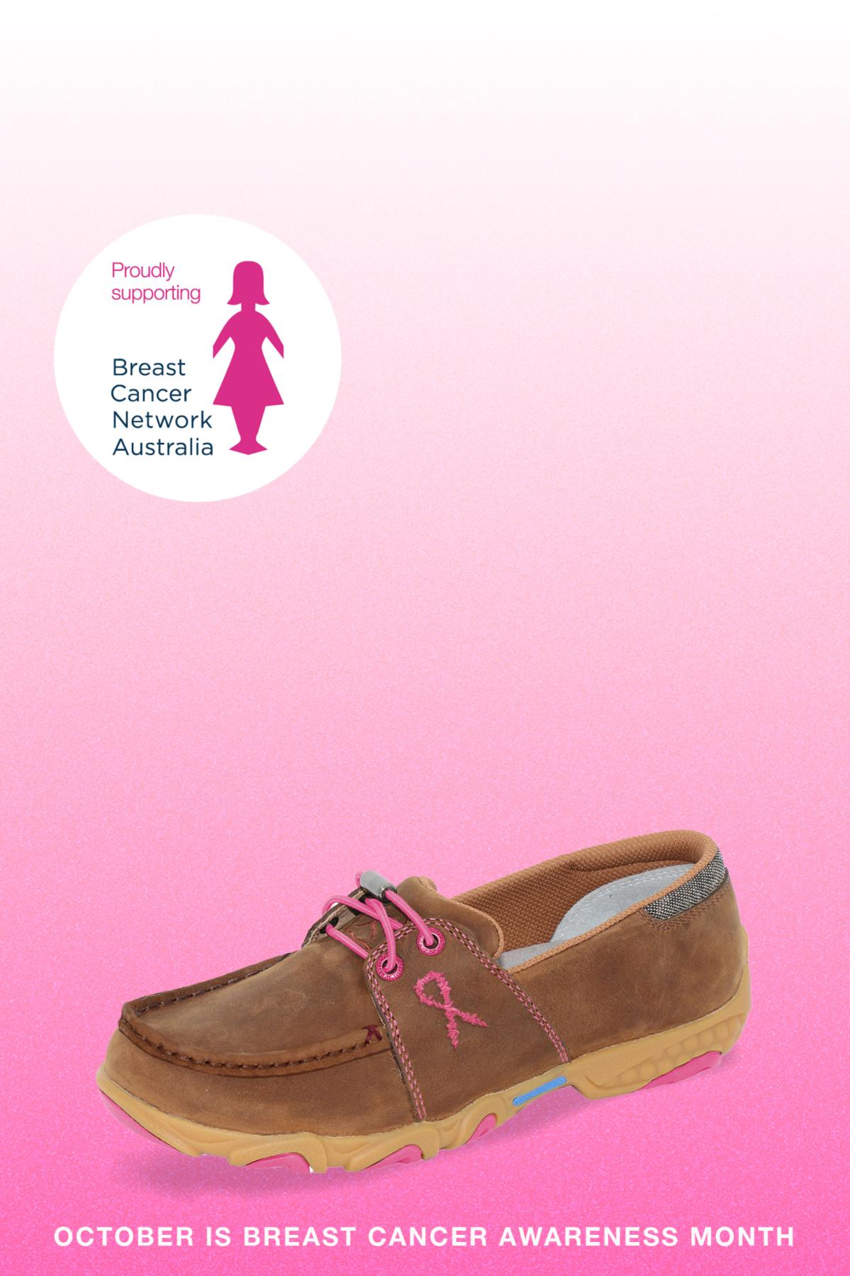 Women's Pink Ribbon Cellstretch Mocs Elastic Tie