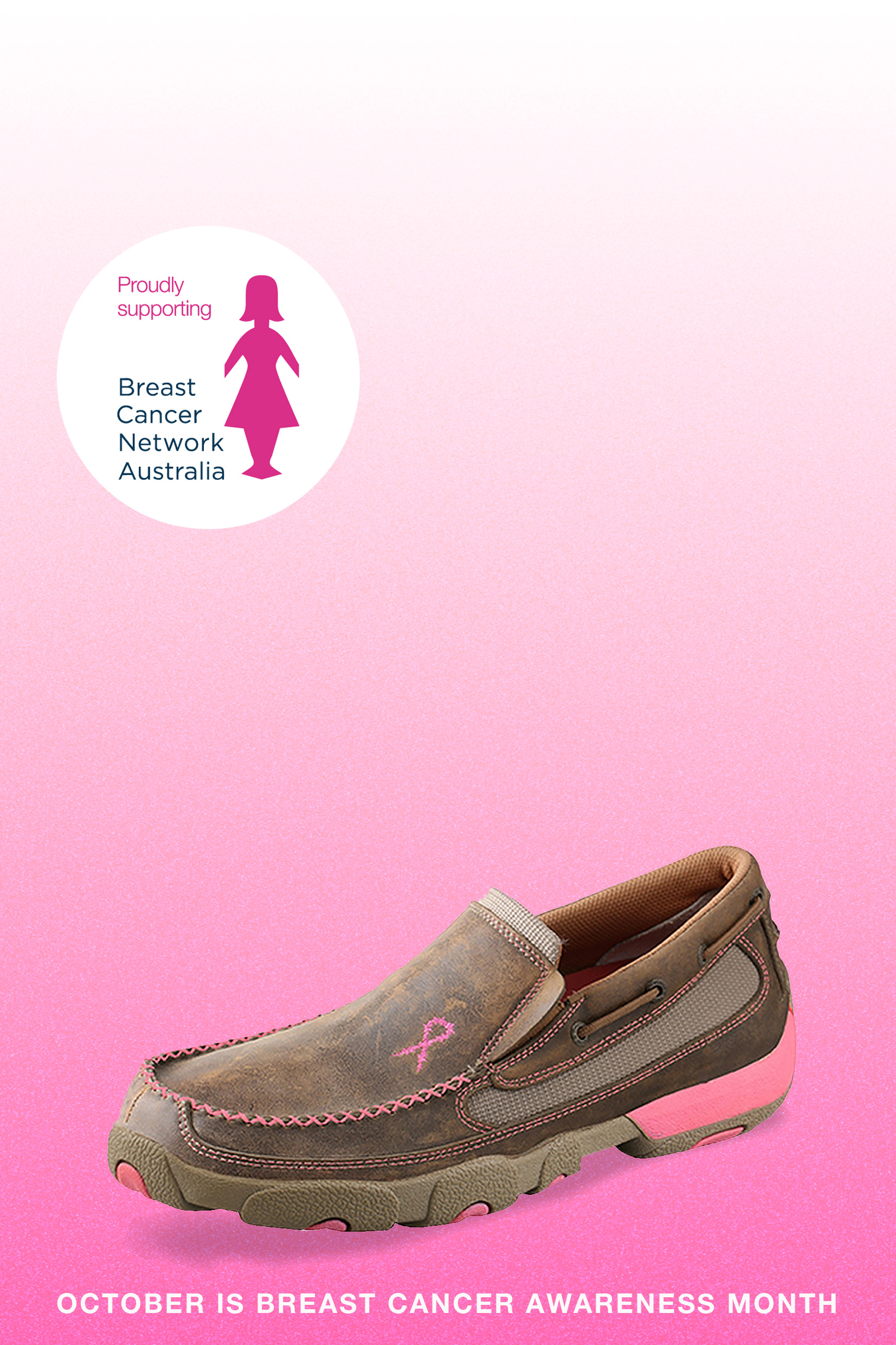 Womens Pink Ribbon Mocs Boat Slip On