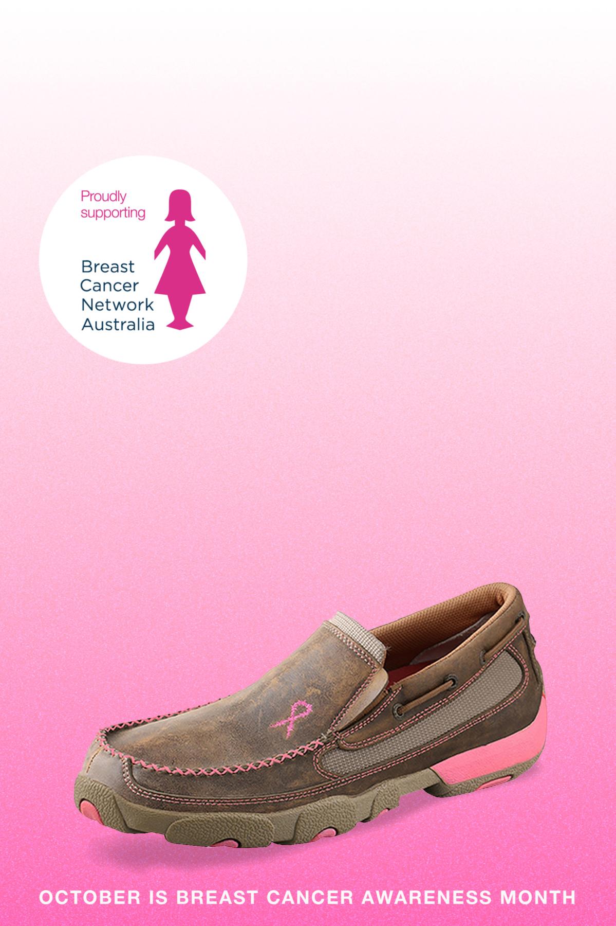 Womens Pink Ribbon Mocs Boat Slip On