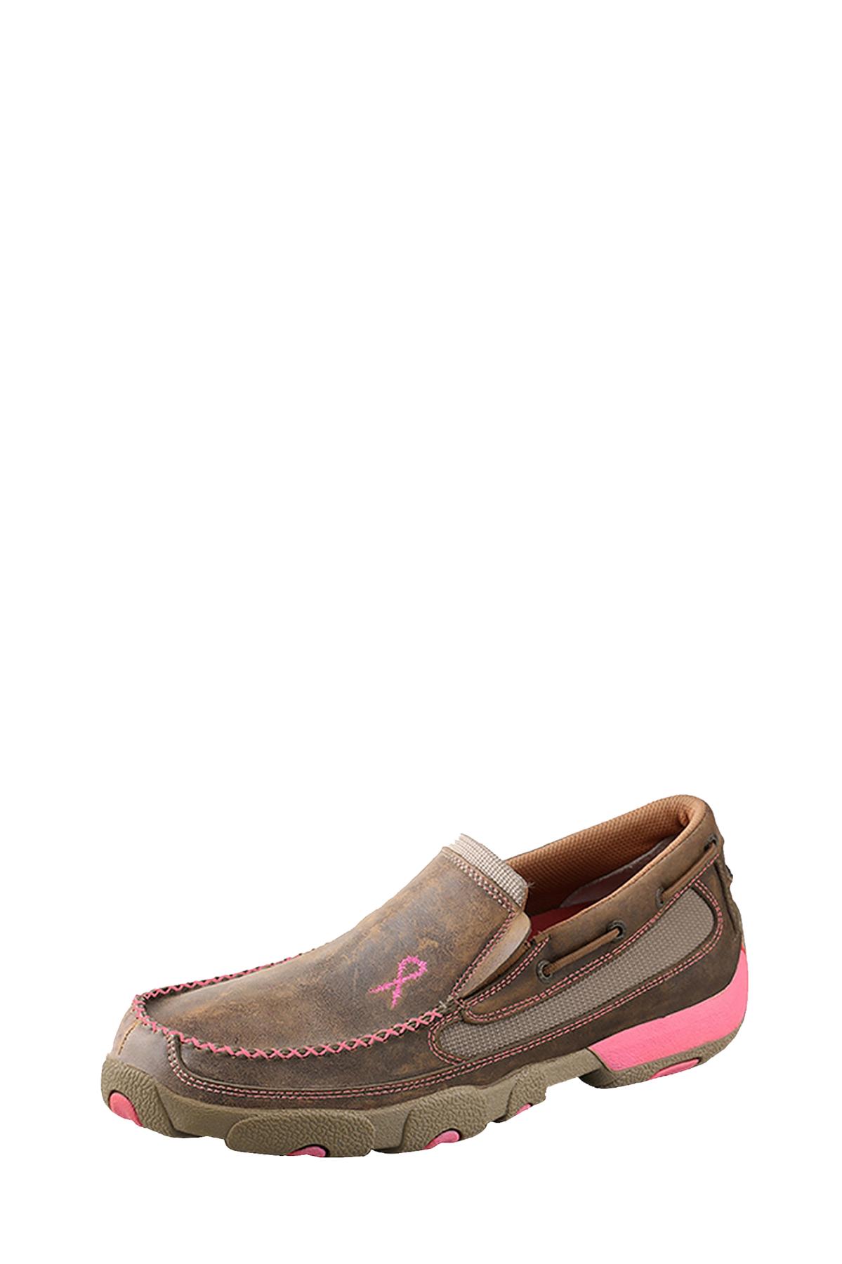 Womens Pink Ribbon Mocs Boat Slip On